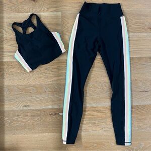 Spiritual Gangster Crop Top + Leggings Pastel Rainbow Stripes Set